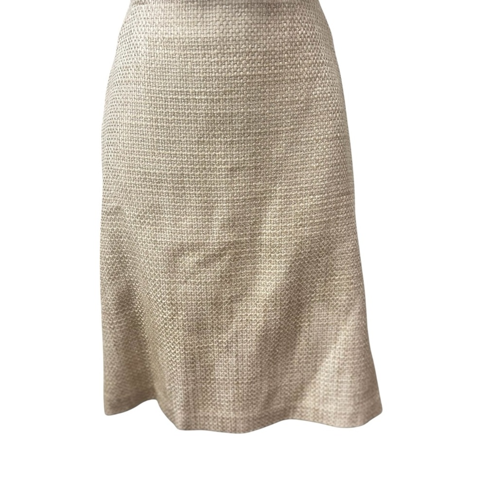 New Ann Taylor Beige Textured Pencil Skirt $98 metallic thread woven 8 NWT